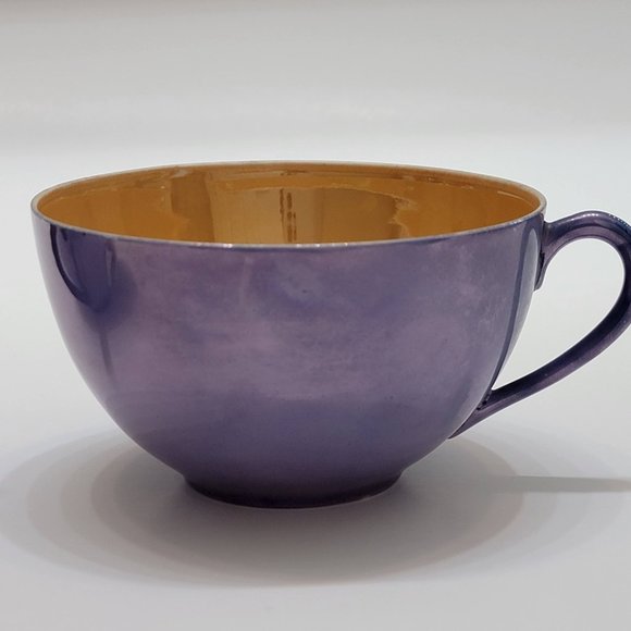 Lusterware Tea Cups Porcelain Blue Lavender Hand Painted Japanese Meito China - Picture 4 of 5